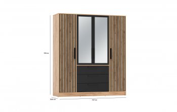 Шкаф 1700 мм 83.07 Вегас (4-х дв.) черный (Олмеко) в Качканаре - kachkanar.mebel-e96.ru