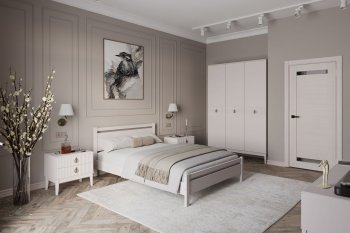 Кровать из массива Вероника-1 Льняной (БМ) в Качканаре - kachkanar.mebel-e96.ru