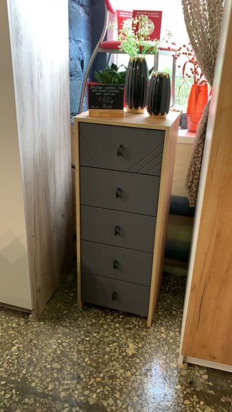 Комод (5 ящиков) Байкал Графит/Дуб золотой (СВ) в Качканаре - kachkanar.mebel-e96.ru