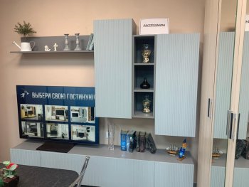 Стенка Сканди МДФ НМ-001 грин грей софт (Стиль) в Качканаре - kachkanar.mebel-e96.ru
