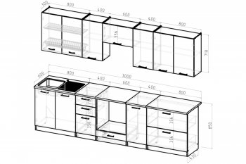 Кухонный гарнитур Янтарь 3000 мм (Герда) в Качканаре - kachkanar.mebel-e96.ru